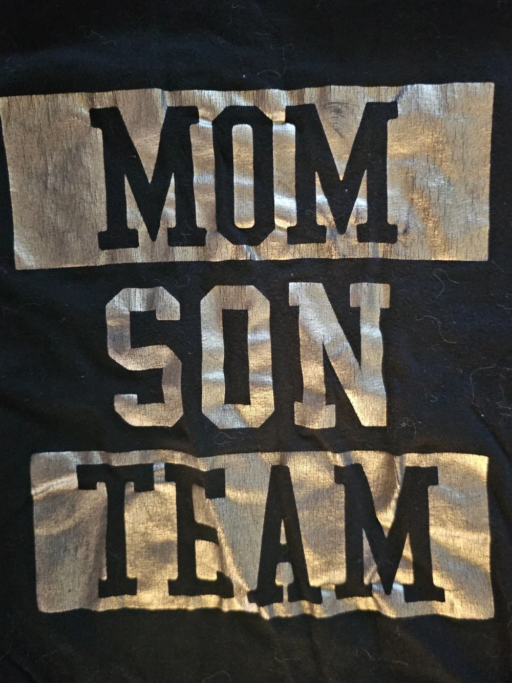 The Children's Place Black Tee with Metallic Silver MOM SON TEAM Print